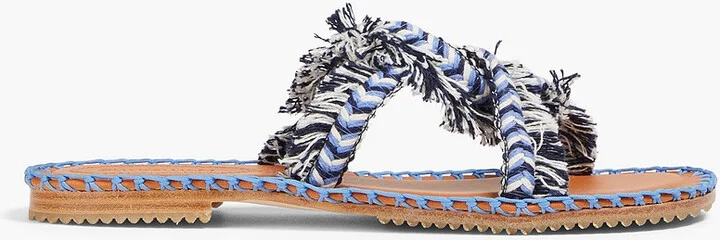 Fringed braided cord sandals