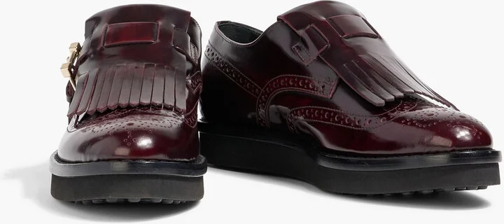 Fringed burnished glossed-leather loafers - Image 2
