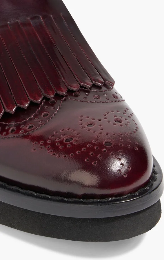 Fringed burnished glossed-leather loafers - Image 4