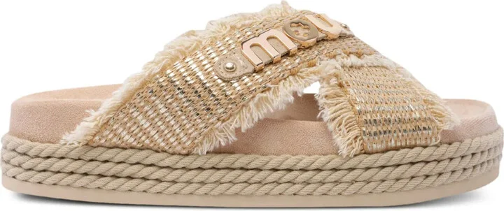 Fringed Cross-Strap Sandals