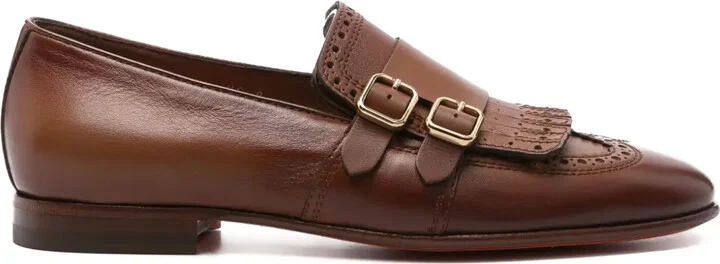 Fringed Double-Buckle Loafers