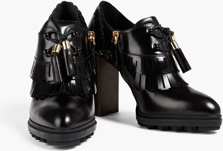Fringed laser-cut leather pumps - Image 2