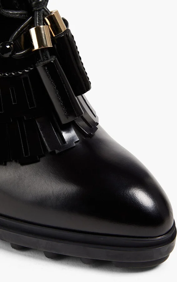 Fringed laser-cut leather pumps - Image 4