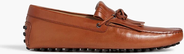 Fringed leather driving shoes