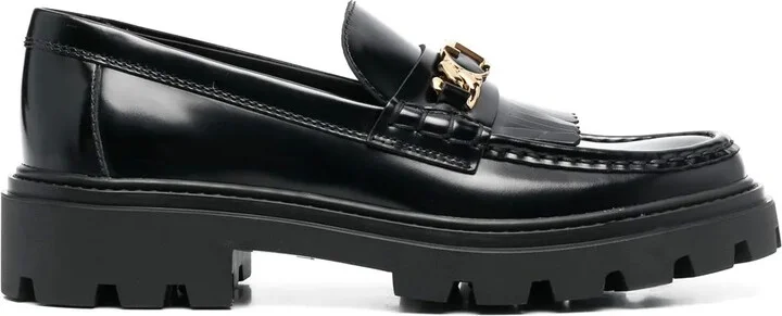 Fringed leather loafers