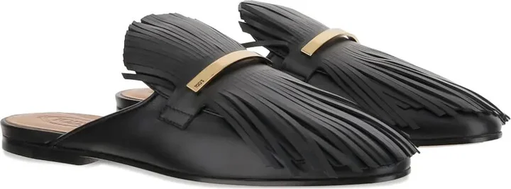 Fringed Leather Mules - Image 2