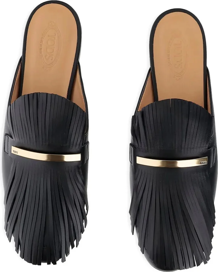 Fringed Leather Mules - Image 4