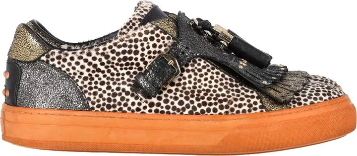 Fringed Sneakers in Multicolor Leather