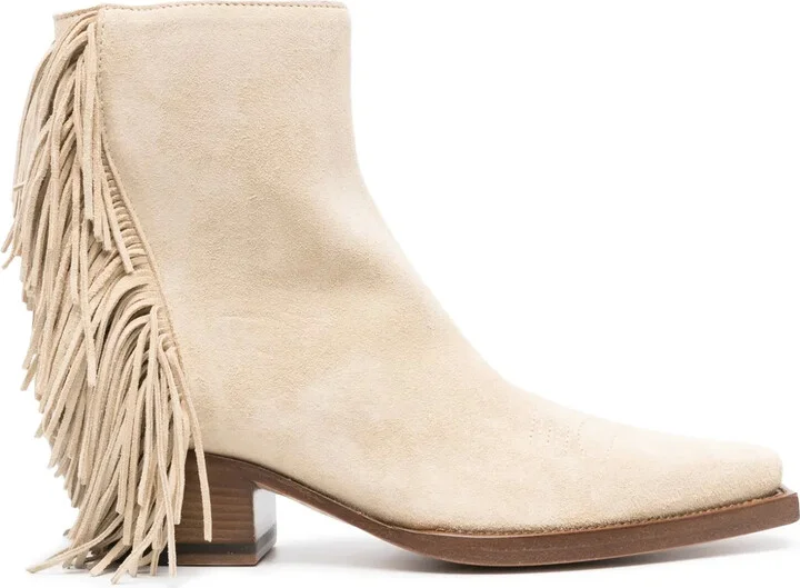 Fringed Suede Ankle Boots