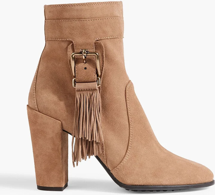 Fringed suede ankle boots