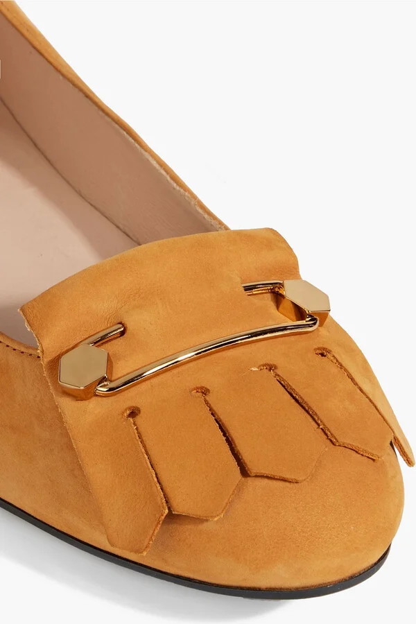Fringed suede ballet flats - Image 10