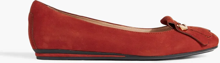 Fringed suede ballet flats