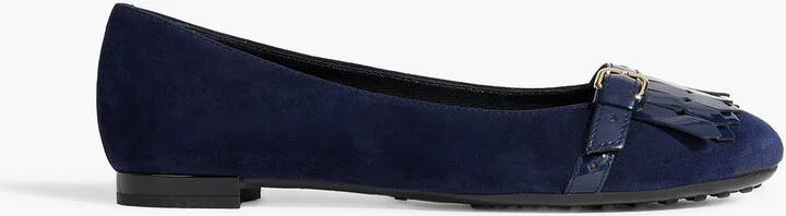 Fringed suede ballet flats
