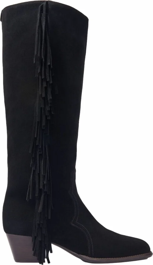 Fringed suede cowboy boots