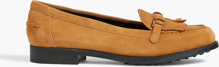 Fringed suede loafers
