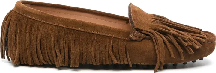 Fringed Suede Loafers