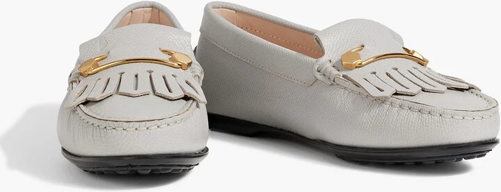 Fringed textured-leather loafers - Image 2