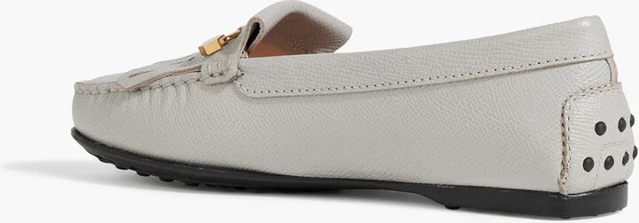 Fringed textured-leather loafers - Image 3