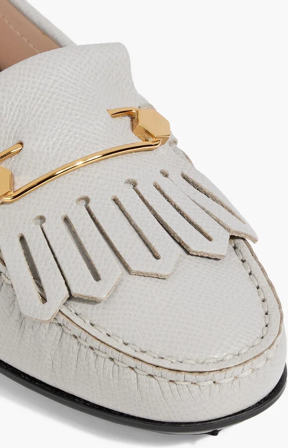 Fringed textured-leather loafers - Image 4