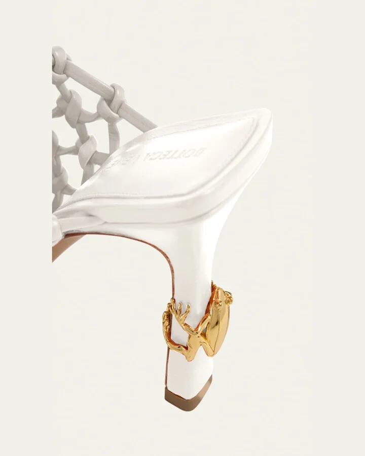Frog Knotted Leather Stiletto Mules - Image 2