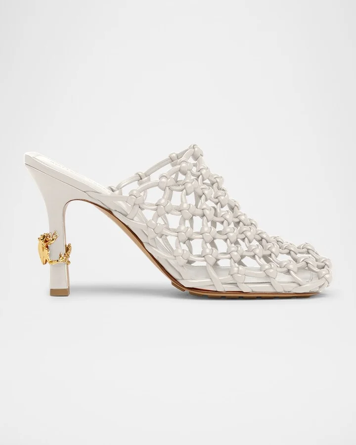 Frog Knotted Leather Stiletto Mules