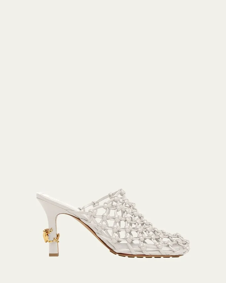 Frog Knotted Leather Stiletto Mules
