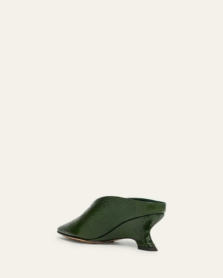 Frog-Print Leather Kitten-Heel Mules - Image 2
