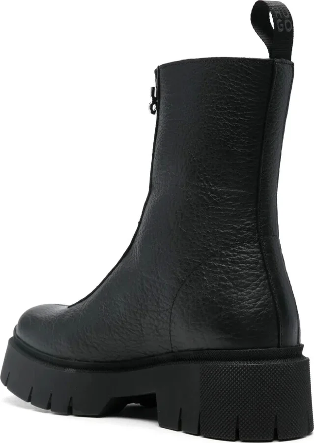 Front-Zip Leather Ankle Boots - Image 3
