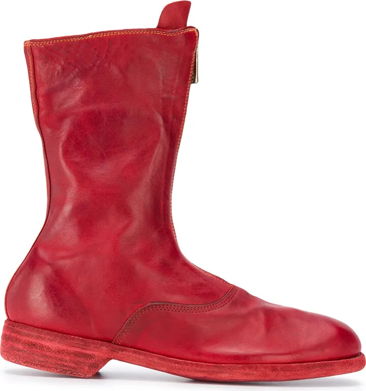 Front-Zip Leather Boots
