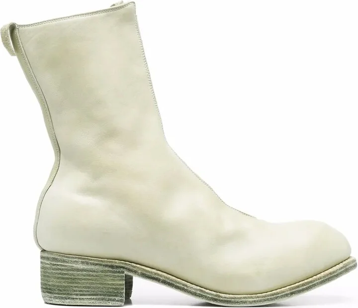Front-Zip Round-Toe Boots