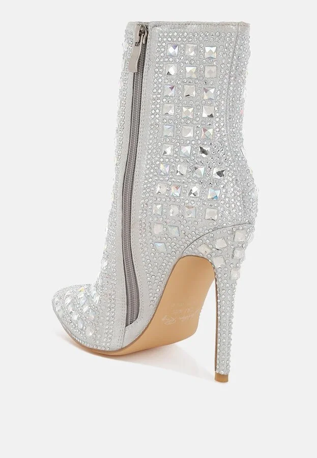 Frostin Pointed Toe Rhinestones Stiletto Boots - Image 2