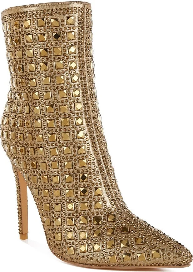 Frostin Pointed Toe Rhinestones Stiletto Boots - Image 4