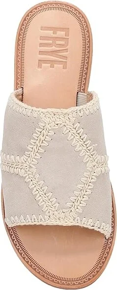Frye Ava Crochet Slide Women's Sandals Ivory : 9.5 B - Medium, Suede - Image 2