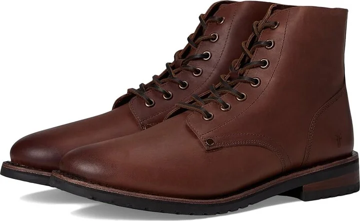 Frye Barrett Lace Up Men's Boots Cognac : 8.5 D - Medium, Leather