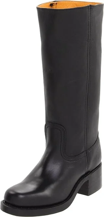 Frye Campus 14L Cowboy Women's Boots Black Leather : 6 B - Medium - Image 2