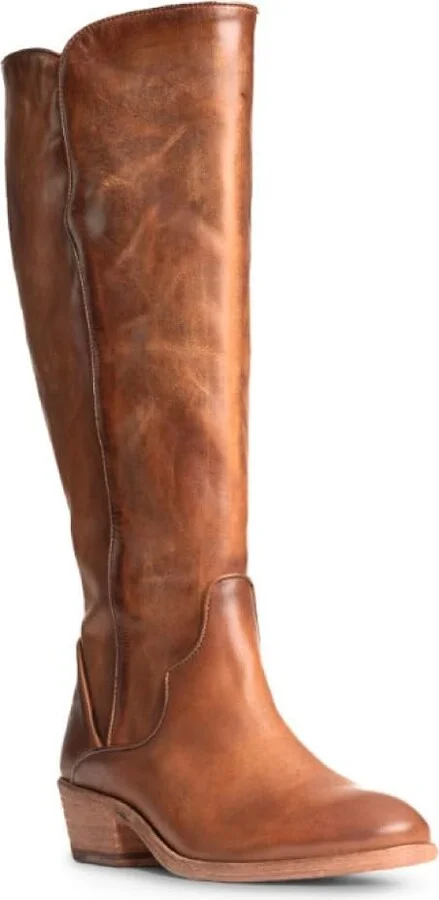 Frye Carson Piping Tall Boots for Women Made from Antiqued Pull-Up Leather with Western-Style Piping