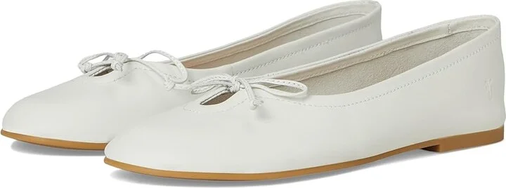 Frye Emma Ballet Women's Shoes White : 6.5 B - Medium, Leather/Rubber
