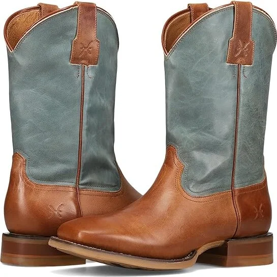 Frye Hauser Roper Cowboy Boots Tan/Faded Denim : 10 D - Medium, Leather
