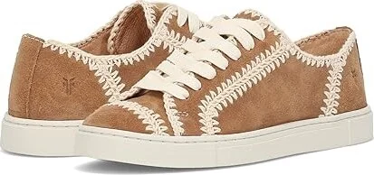 Frye Ivy Crochet Low Lace Sneaker Women's Shoes Almond : 6.5 B - Medium, Suede