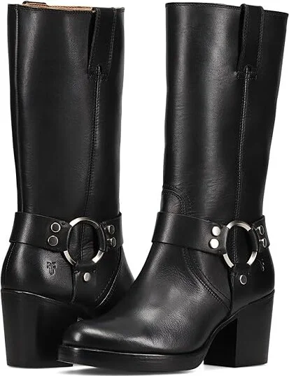 Frye Jean Harness Women's Boots Black : 9 B - Medium, Leather/Suede