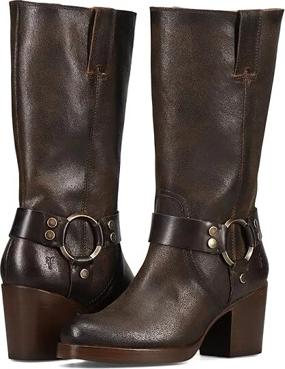 Frye Jean Harness Women's Boots Chocolate : 8 B - Medium, Leather/Suede