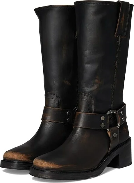 Frye Kate Harness Women's Boots Distressed Black : 8 B - Medium, Leather