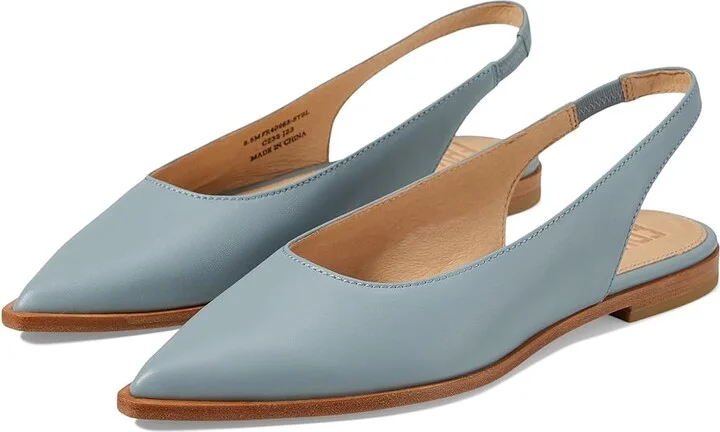 Frye Kenzie Slingback Flat Women's Flat Shoes Steel Blue : 6.5 B - Medium, Leather