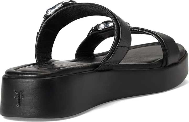 Frye Maya Buckle Sandals Women's Wedge Shoes Black : 8.5 B - Medium, Leather - Image 4