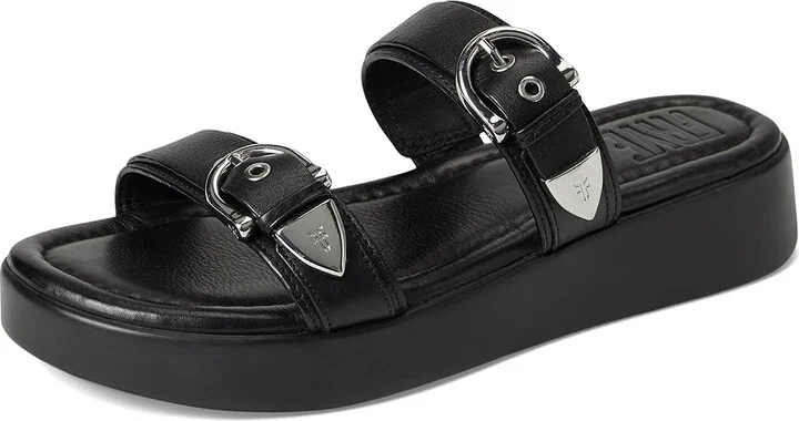 Frye Maya Buckle Sandals Women's Wedge Shoes Black : 8.5 B - Medium, Leather - Image 5