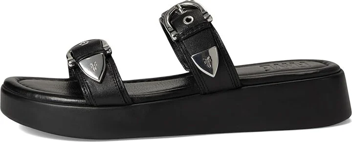 Frye Maya Buckle Sandals Women's Wedge Shoes Black : 8.5 B - Medium, Leather - Image 6