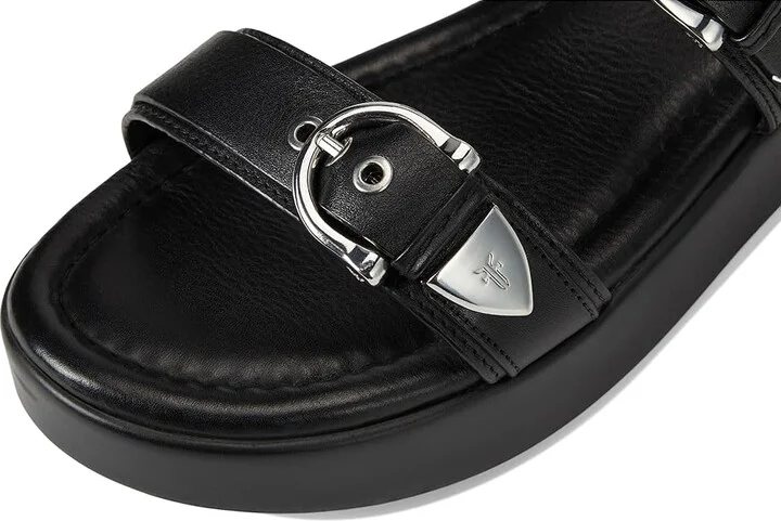 Frye Maya Buckle Sandals Women's Wedge Shoes Black : 8.5 B - Medium, Leather - Image 7