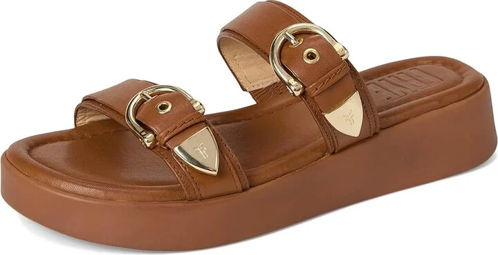 Frye Maya Buckle Sandals Women's Wedge Shoes Dark Latte : 8.5 B - Medium, Leather - Image 5