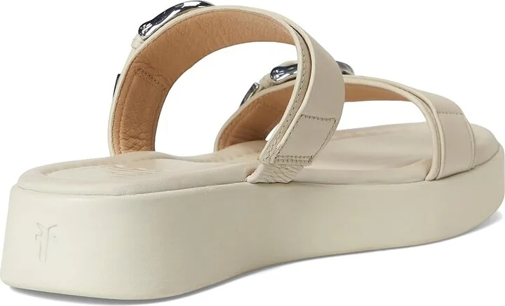Frye Maya Buckle Sandals Women's Wedge Shoes Ivory : 9 B - Medium, Leather - Image 4