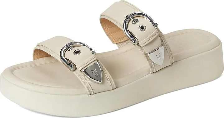 Frye Maya Buckle Sandals Women's Wedge Shoes Ivory : 9 B - Medium, Leather - Image 5